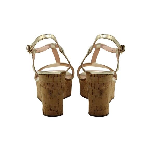 Metallic Gold Wedge Sandals - Picture 4 of 6